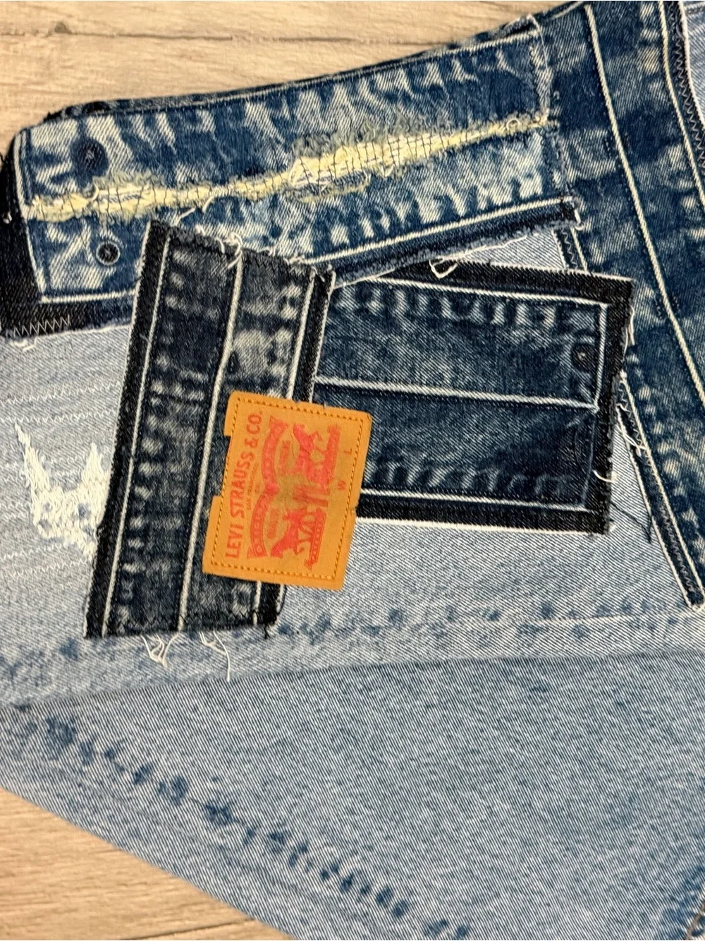 NWOT Levi's Light Blue Jeans with Dark Blue Patchwork